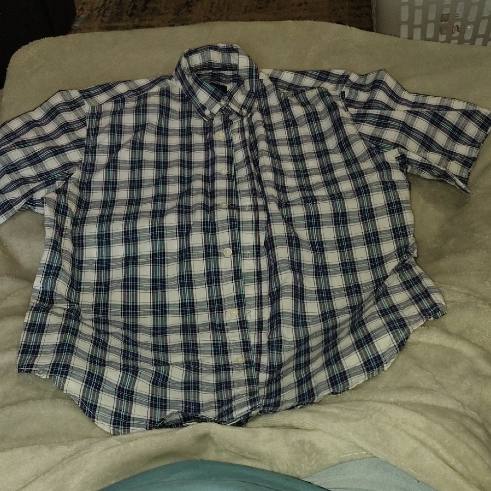 Basic Editions Men's Navy and White Plaid Shirt